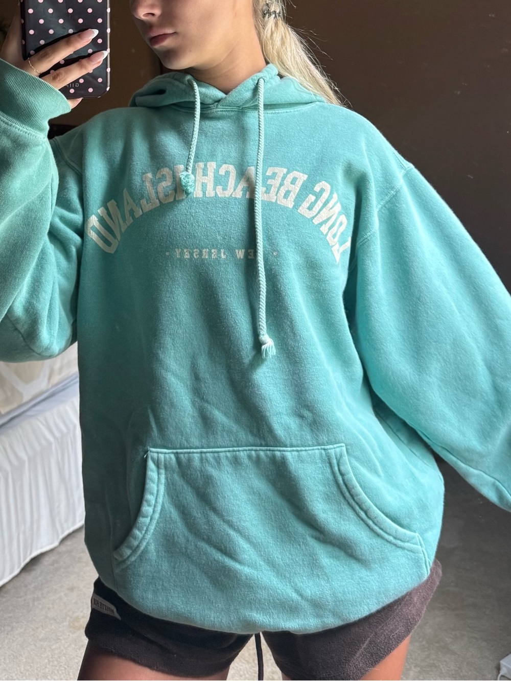 Long Beach Island Aqua Pullover Hoodie with Front Pocket